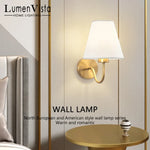 lampe murale moderne or noir blanc toile lin nordique romantique fixée mur vis led