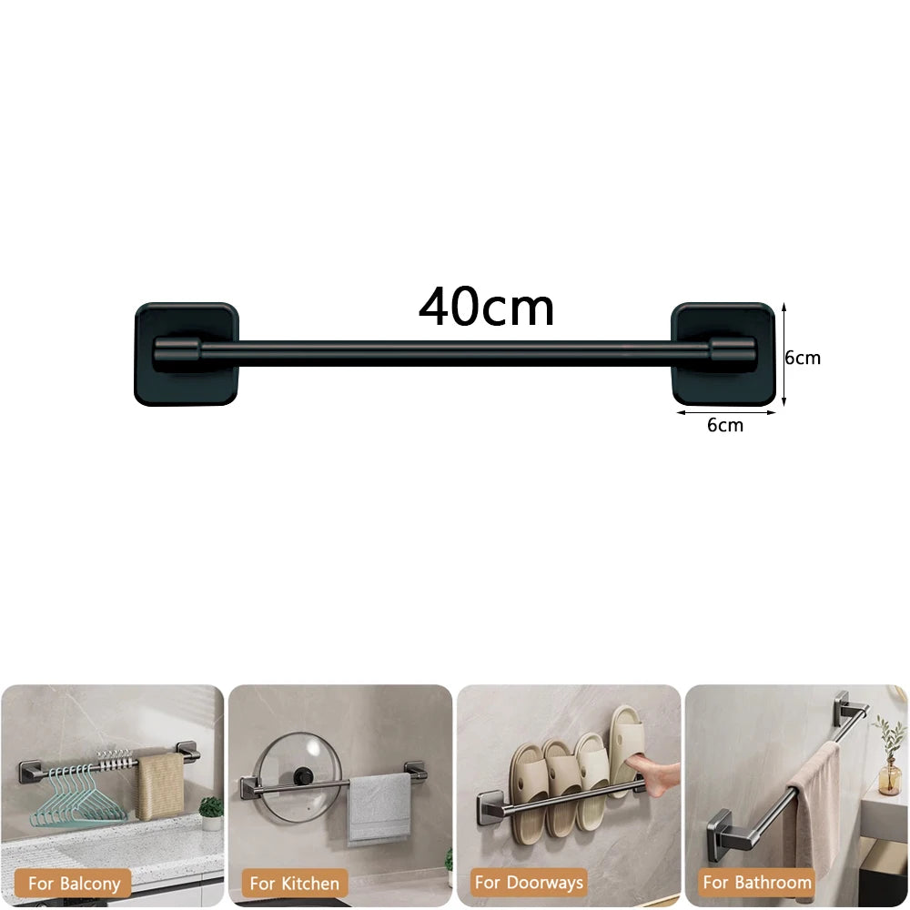 porte serviettes mural adhésif alliage aluminium finition laquée moderne 60cm gris métallisé lisse nail