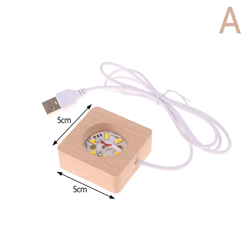 support lumière led plaque bois finition lisse moderne batterie aaa diodes jaunes usb minimaliste