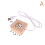 support lumière led plaque bois finition lisse moderne batterie aaa diodes jaunes usb minimaliste