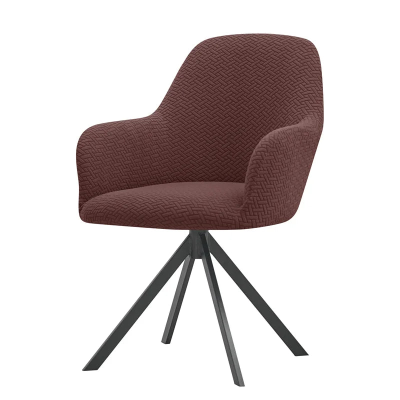 housse fauteuil pivotant jacquard gris moderne élasthanne polyester tringles complète