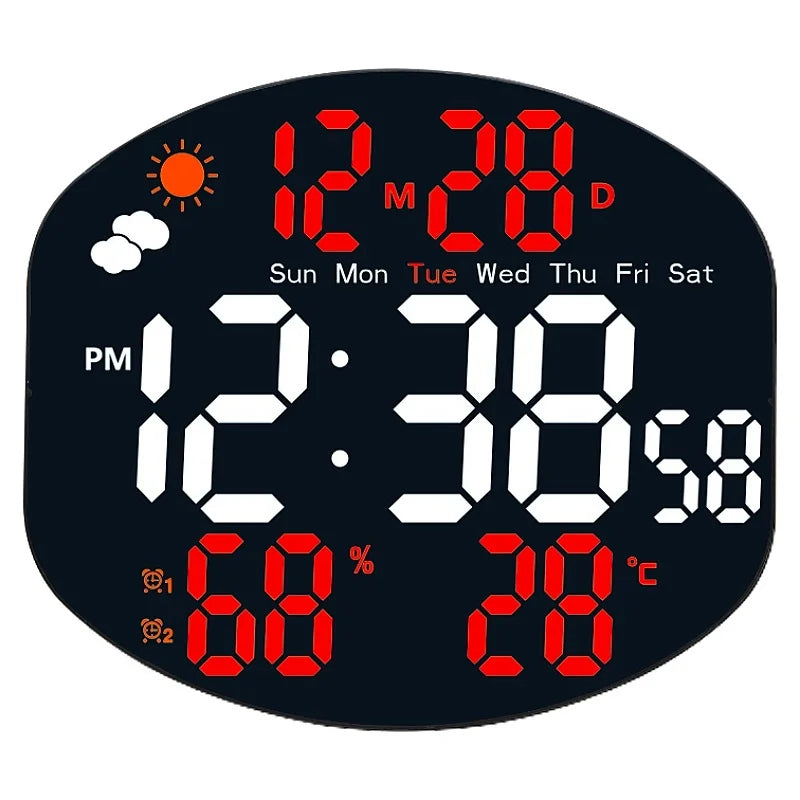 horloge murale numérique moderne multifonctionnelle affichage led noir blanc vert