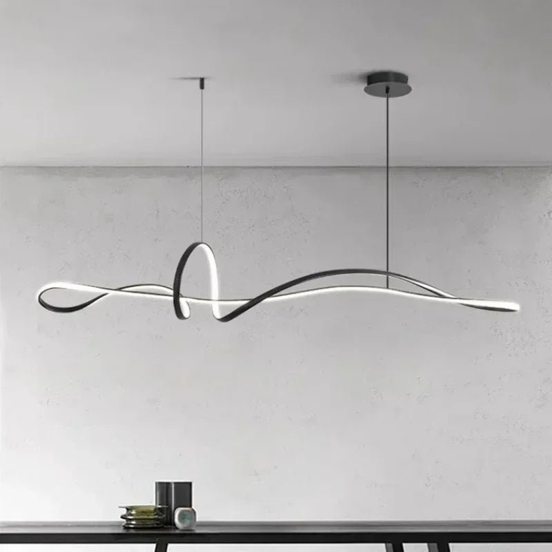 lustre moderne suspension minimaliste spirale abstraite noir blanc chambre salon