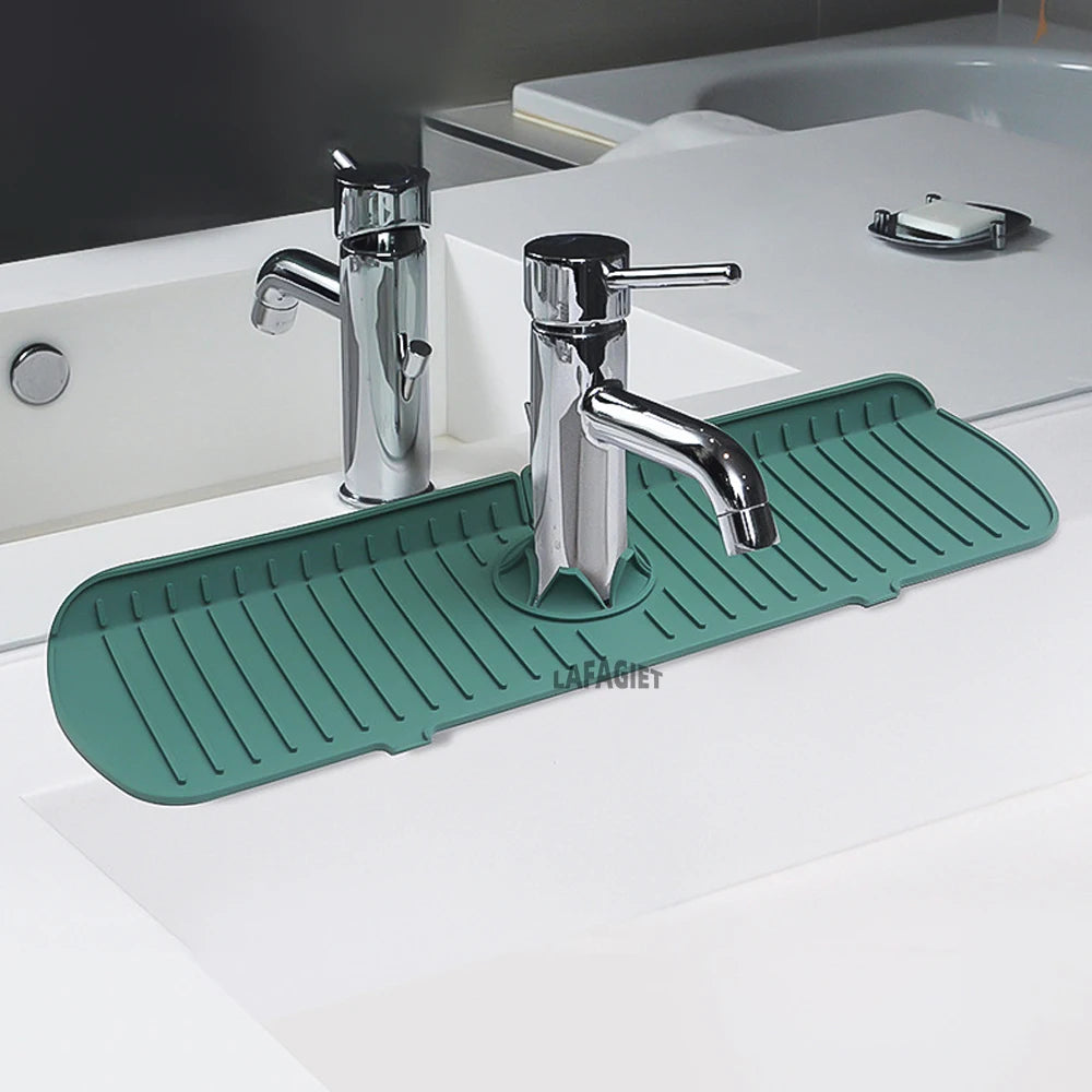 tapis bain silicone moderne vert gris rayures adhésif respectueux environnement