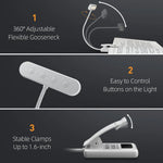 lampe lecture rechargeable blanc mat moderne clip usb câble adaptateur
