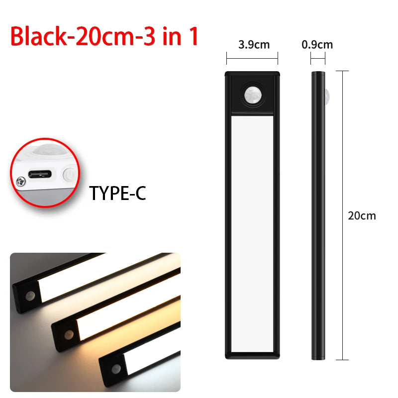 veilleuse led sans fil rechargeable détecteur mouvement sous meuble blanc moderne 10cm 20cm 30cm