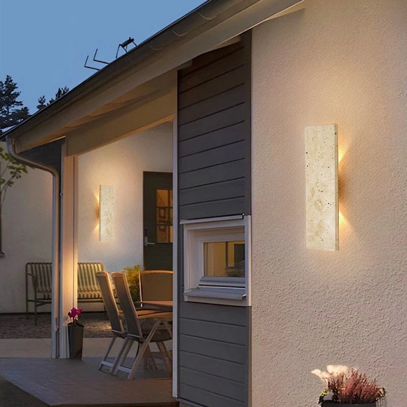 lampe murale moderne pierre naturelle ip65 led 110v 240v hydrofuge beigeclair beigefoncéextérieurintérieur