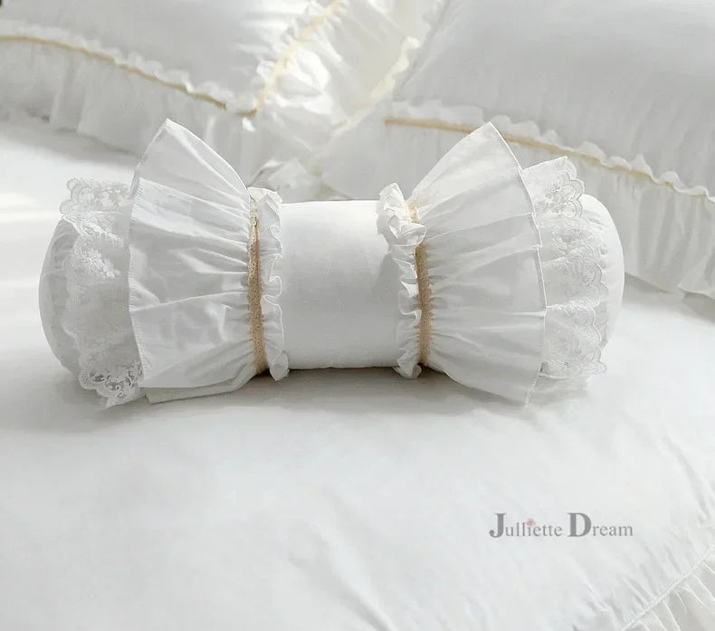 oreiller coton brodé dentelle fronces blanc décoratif romantique taie d'oreiller simple maison couverture coussin