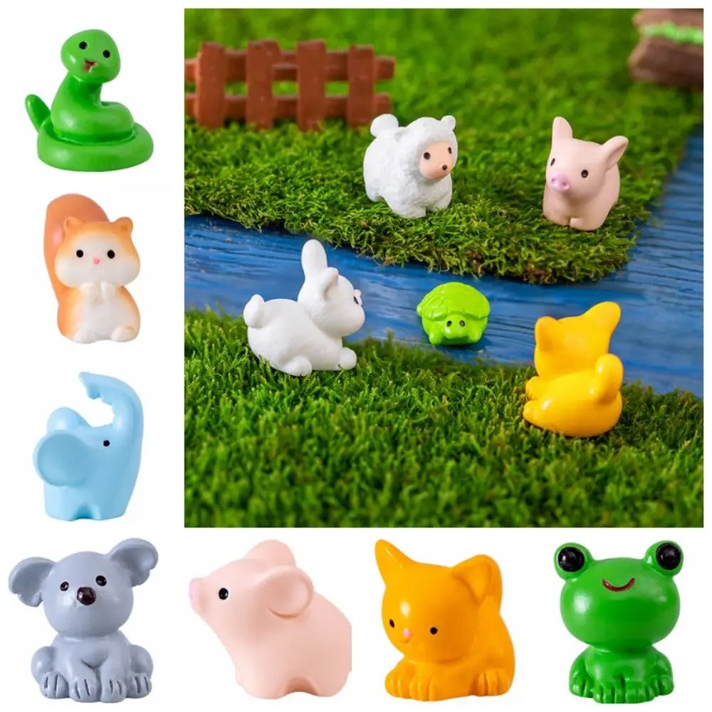miniatures animaux cartoon blanc rose vert jaune gris bleu marron