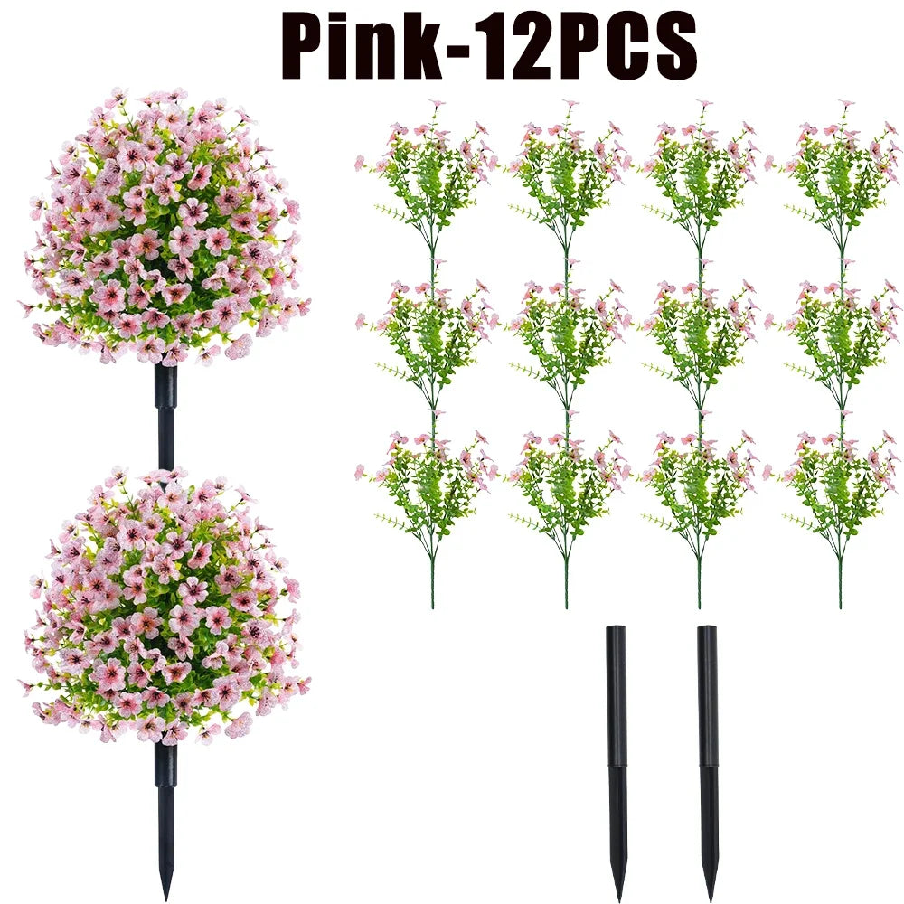 bouquets artificiels violet vert modernes decoration exterieure intérieure 35cm fleurs feuilles