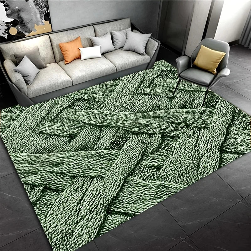 tapis texturé vert motifs géométriques moderne antidérapant polyester bain salon imperméableextérieurporte