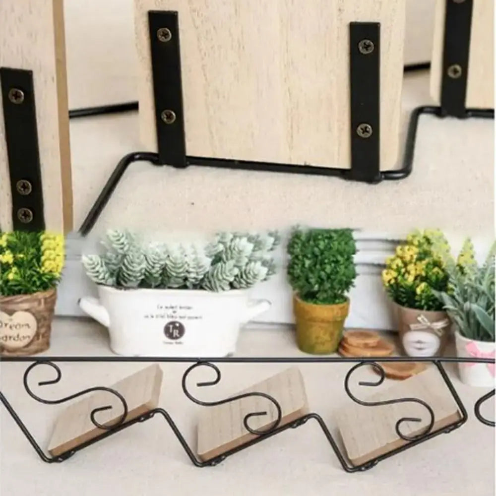 étagère murale moderne rustique plateaux bois marron cadre métal noir spiral decoration