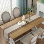 table cheminement lin naturel patchwork beige marron classique maison festif deco