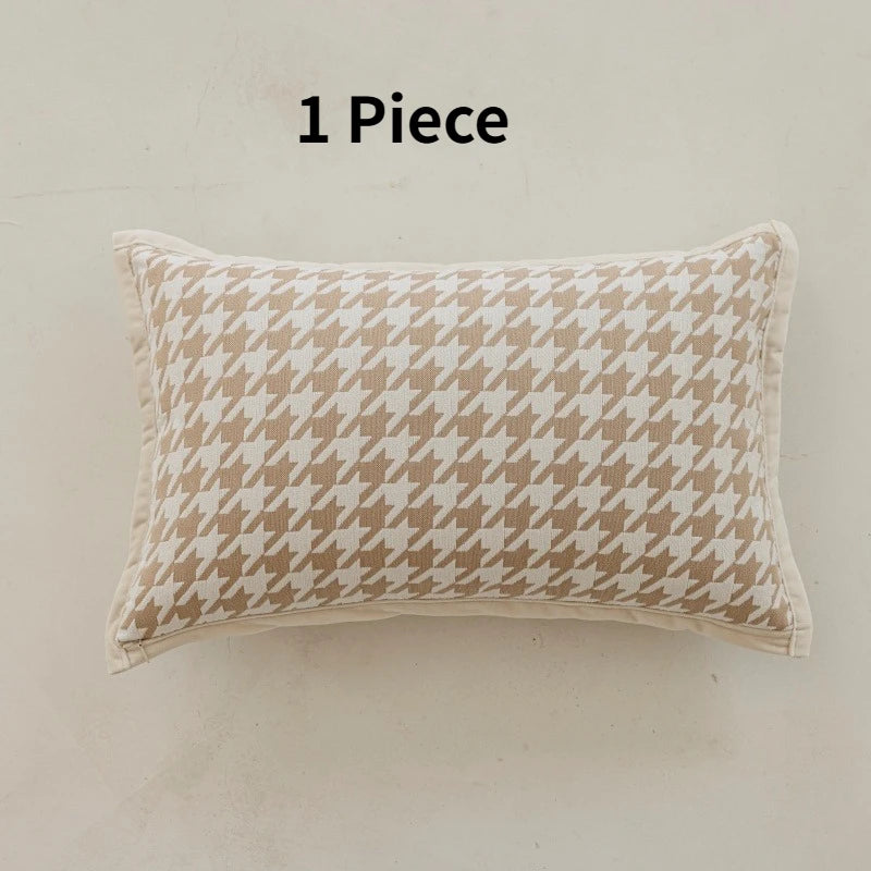 drap lit houndstooth beige clair classique motif carreaux qualité supérieure maison decoration chambre texture