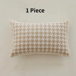 drap lit houndstooth beige clair classique motif carreaux qualité supérieure maison decoration chambre texture