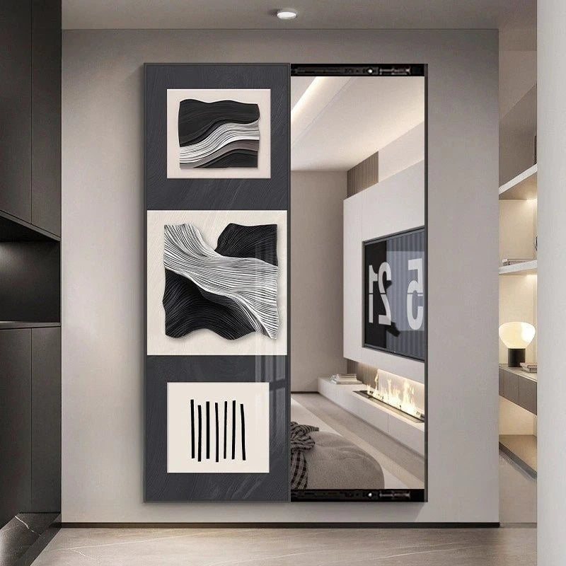 miroir plein longueur cadre mural abstract pattern contemporain maison chambre salon decoration