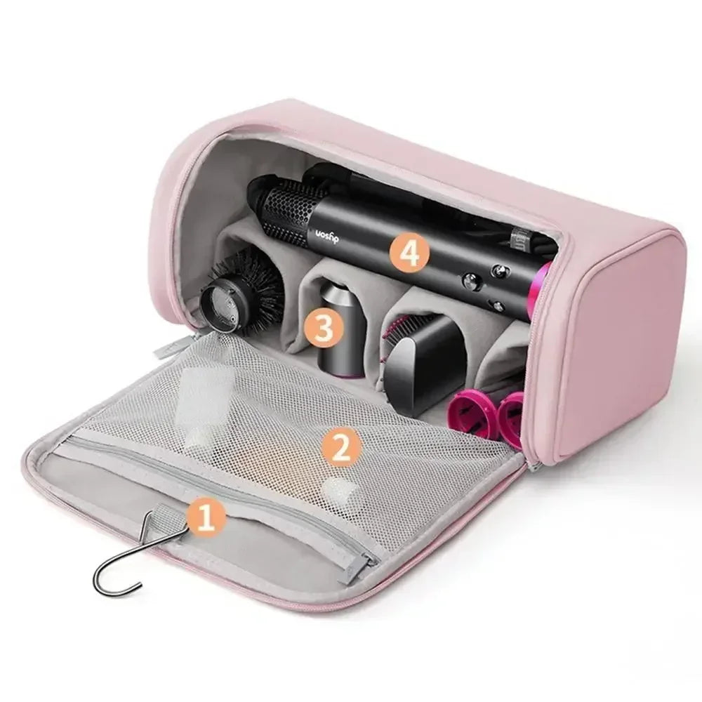 Sac rangement polyestère rose clair moderne accessoires coiffure réutilisable uni mat