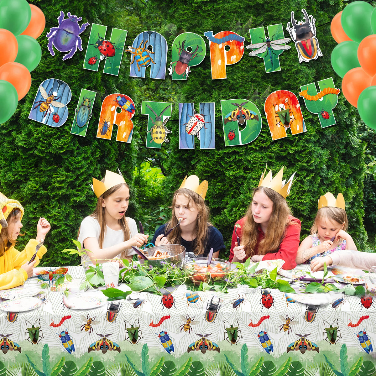 guirlande lettres happy birthday multicolore insectes coccinelle scarabée abeille festive enfant