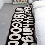 tapis noir lettres blanches salon chambre résistant lavable moderne minimalisteintérieurextérieur