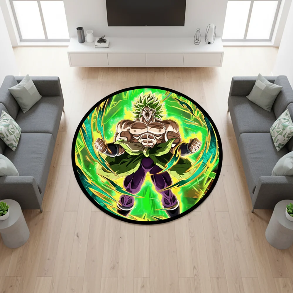 tapis dragon ball personnages dessins animés noir blanc bleu orange rose jaune gris