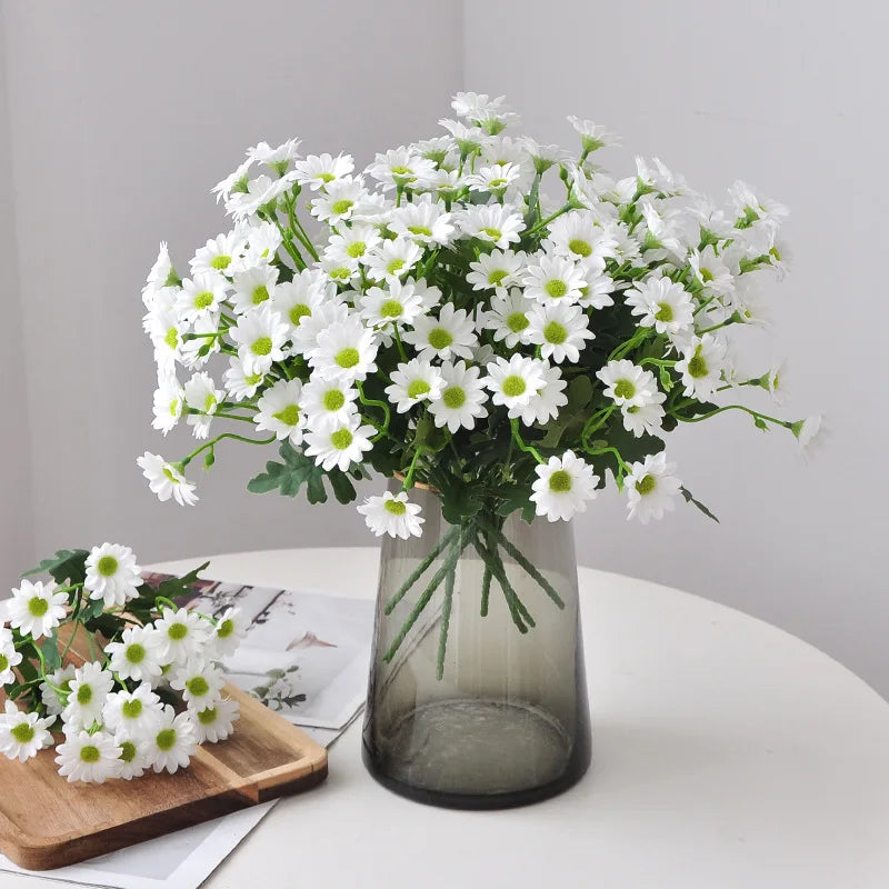 bouquet marguerites artificielles soie classique vases transparents extérieur intérieur mariage anniversaire fêtes