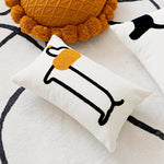 coussins brodés chiens modernes respectueux environnement polyester coton blanc noir orange