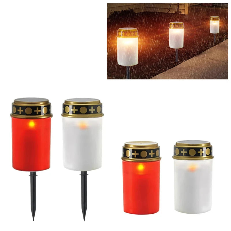 lampe solaire rouge blanche ornement doré moderne extérieur jardin décoration festive LED