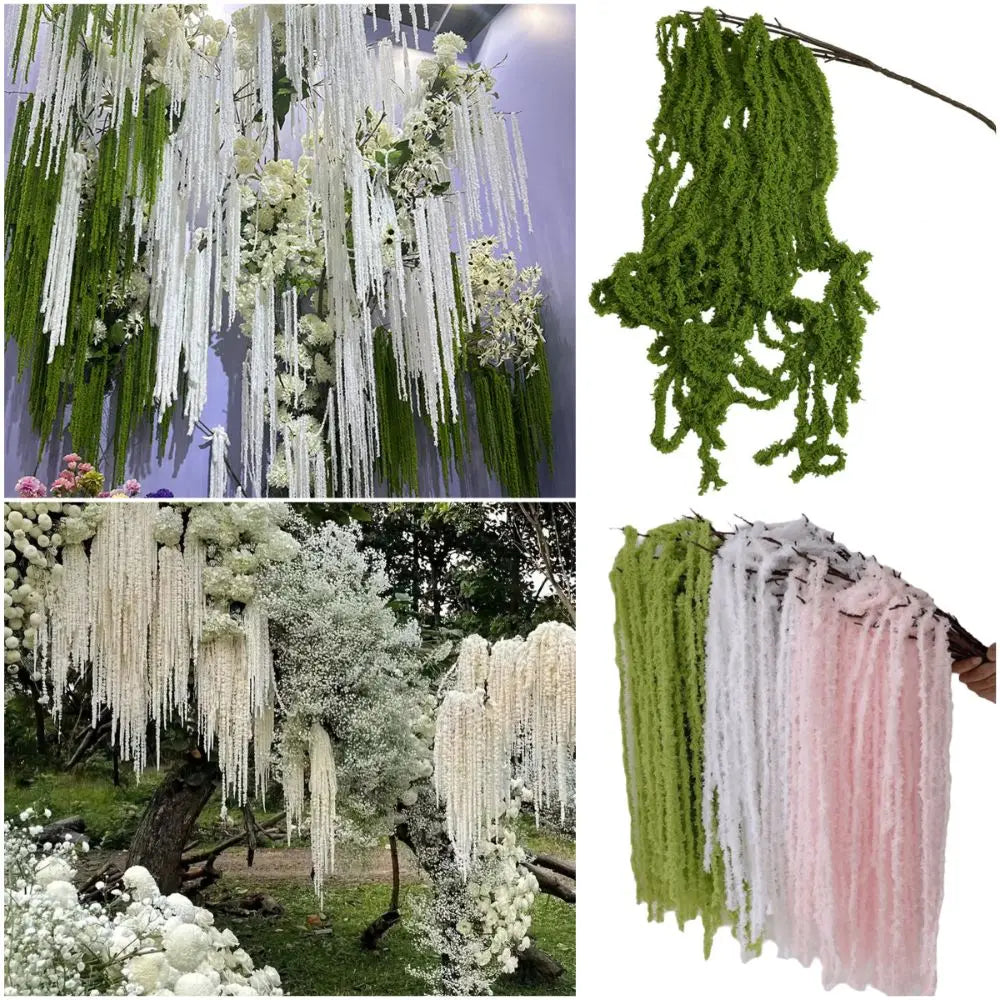 guirlande pampas blanc vert rose texture fibreuse naturelle rustique décoration intérieure mariage anniversaire festive