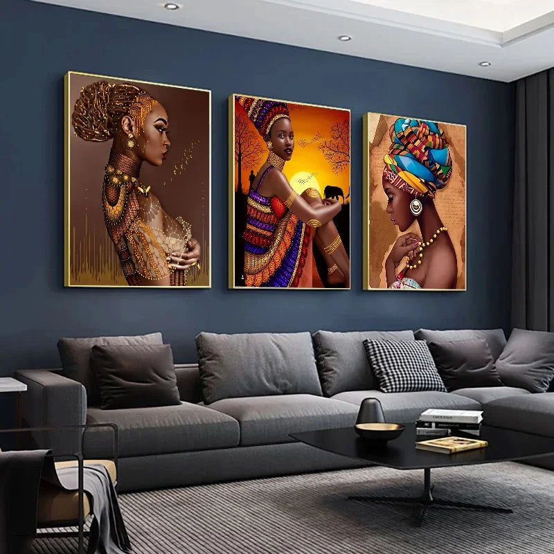 toile d'art contemporain ethnique motifs africains multicolores salon chambre erotique moderne