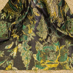 tissu brocart imprimé floral noir vert doré robe jupe coussin sac main polyester respectueux