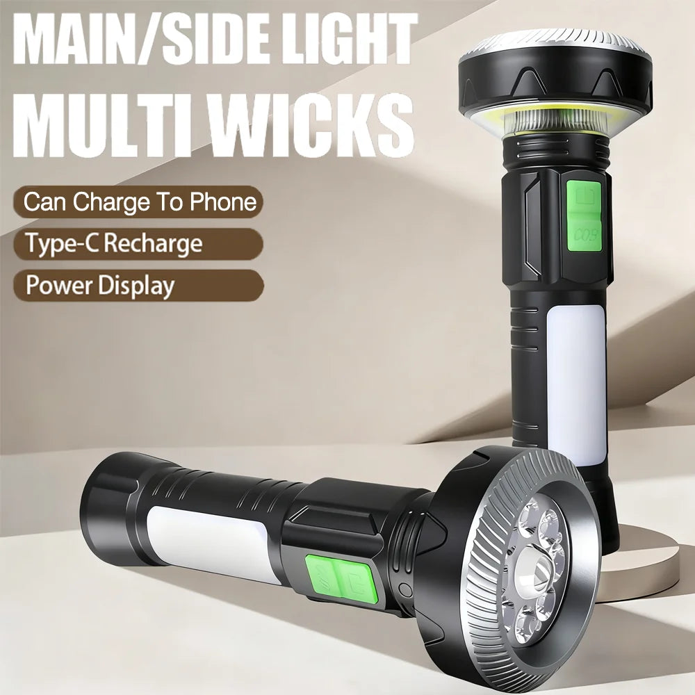 lampe torche rechargeable multifonction noire blanche verte aimant anti dérapante modes éclairage usb campingextérieururgence
