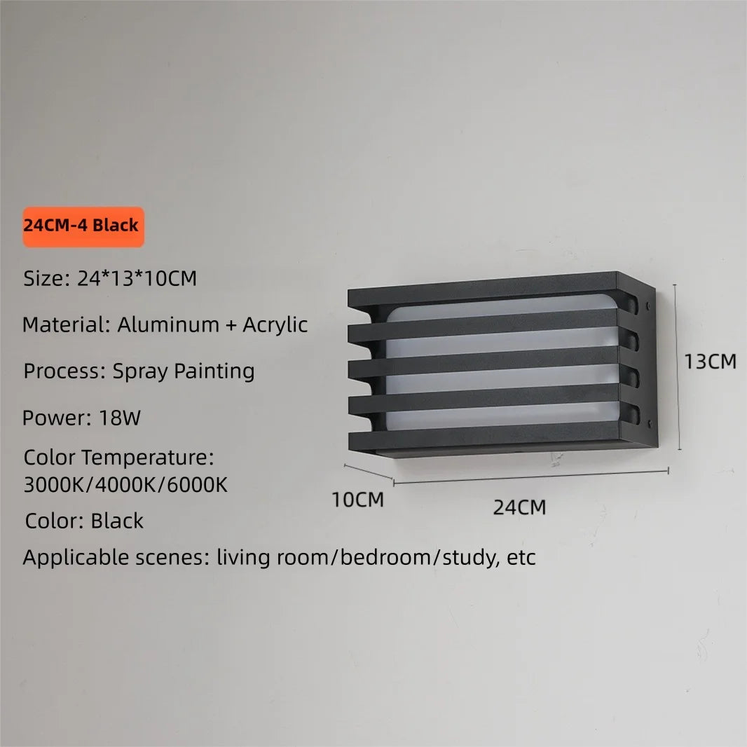 appliques murales modernes led ip65 étanches noir blanc vis aluminiumextérieur balcon couloir