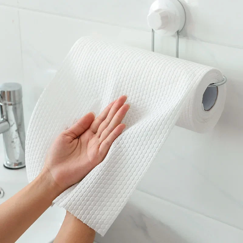 serviettes cuisine blanc texturées pratiques adhésives non tissées microfibre nettoyage respectueuses environnement pack 100PCS