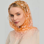 écharpe étoffe polyester motif floral blanc élégant voile tête décontracté