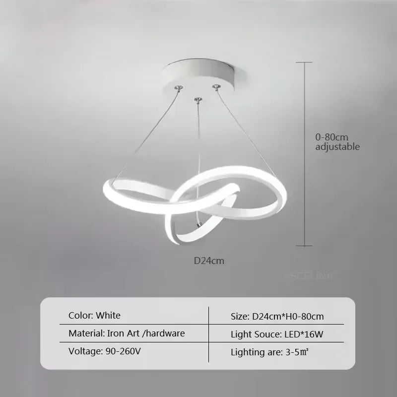 Suspension lumineuse moderne aluminium blanc doré anneaux entrelacés éclairage intérieur restaurant salon chambre
