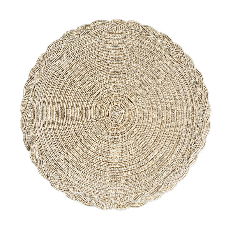 serviettes table rondes modernes vert clair tissées fils transparents respectueux environnement decoration table assises