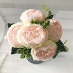 bouquet fleurs artificielles pivoine rose blanches decoration maison mariage anniversaireintérieur