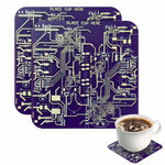supports tasses modernes circuits imprimés dorés noir orange vert bleu violet moderne technologique
