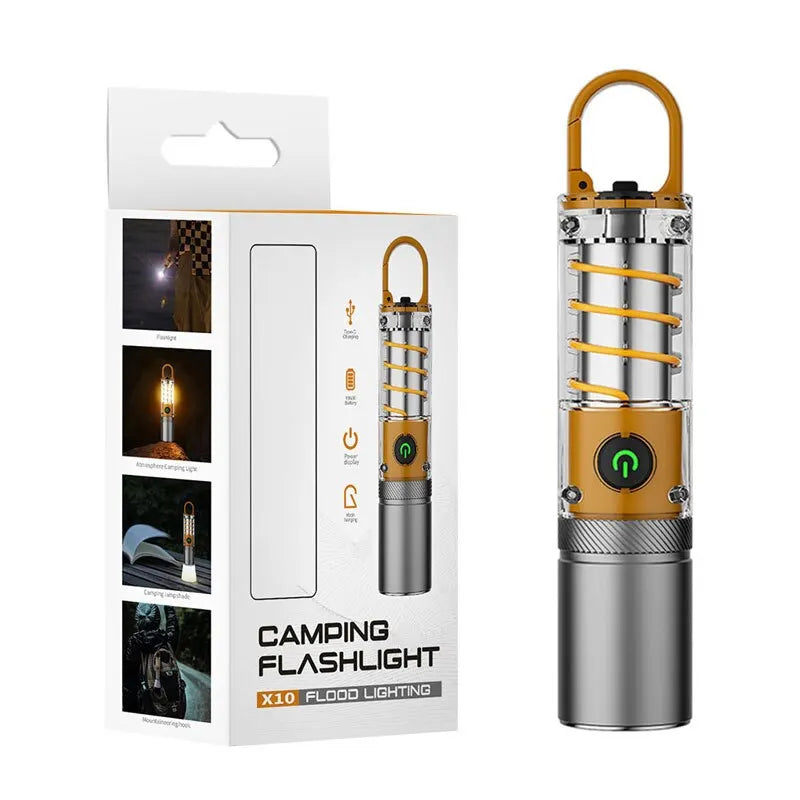 lampe torche rechargeable argent doré moderne pointeur laser réglable transparent