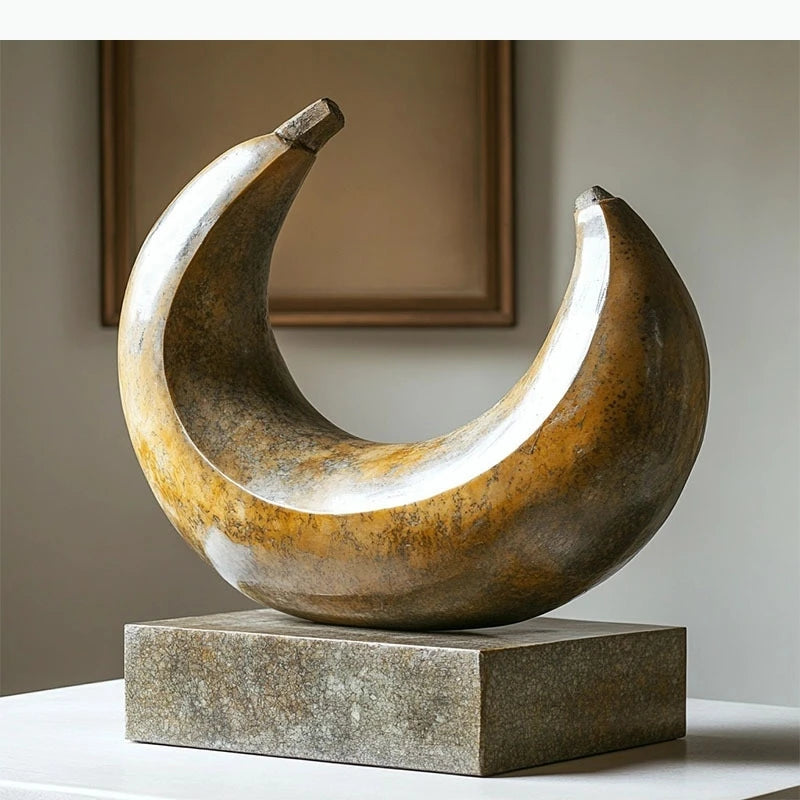 sculpture moderne abstraite marron doré blanche lisse brillante décoration contemporaine minimaliste