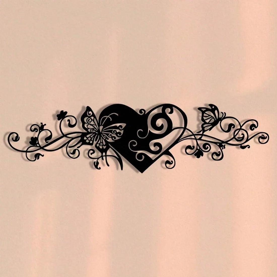décoration murale noire coeur floral papillons artisanal moderne adhésifintérieur extérieur