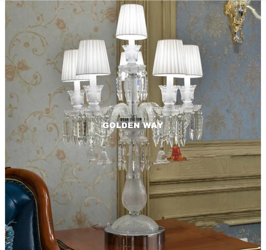 lampe poser transparente blanche cristal abat jour classique interrupteur bouton chambre coucher led 16w
