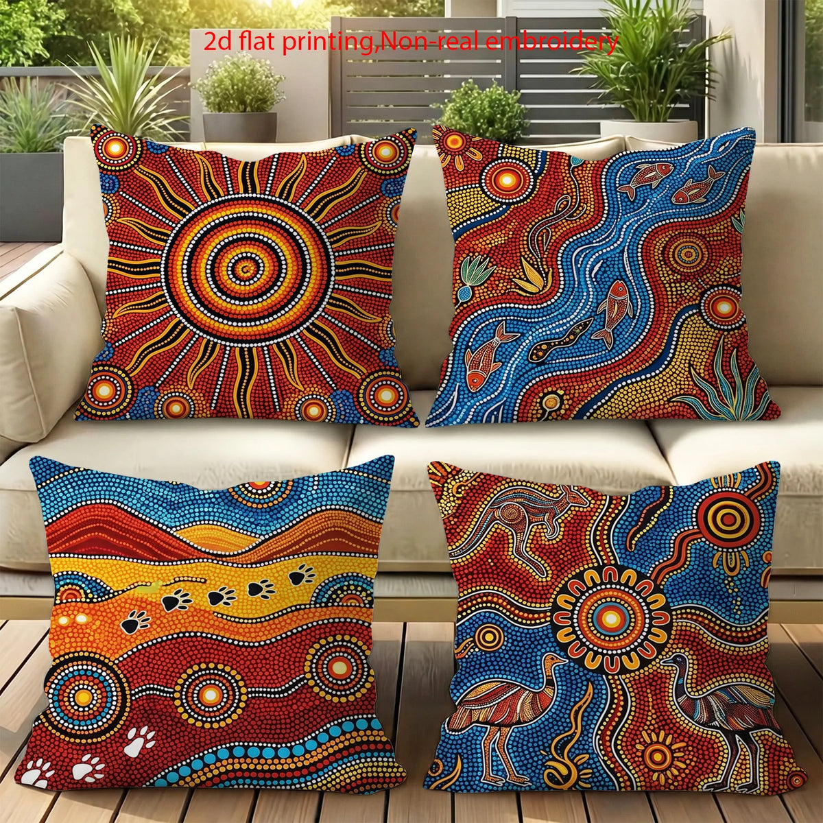 taies d'oreiller décoratives aborigènes multicolores motifs traditionnels ethniques maison polyester peachskin