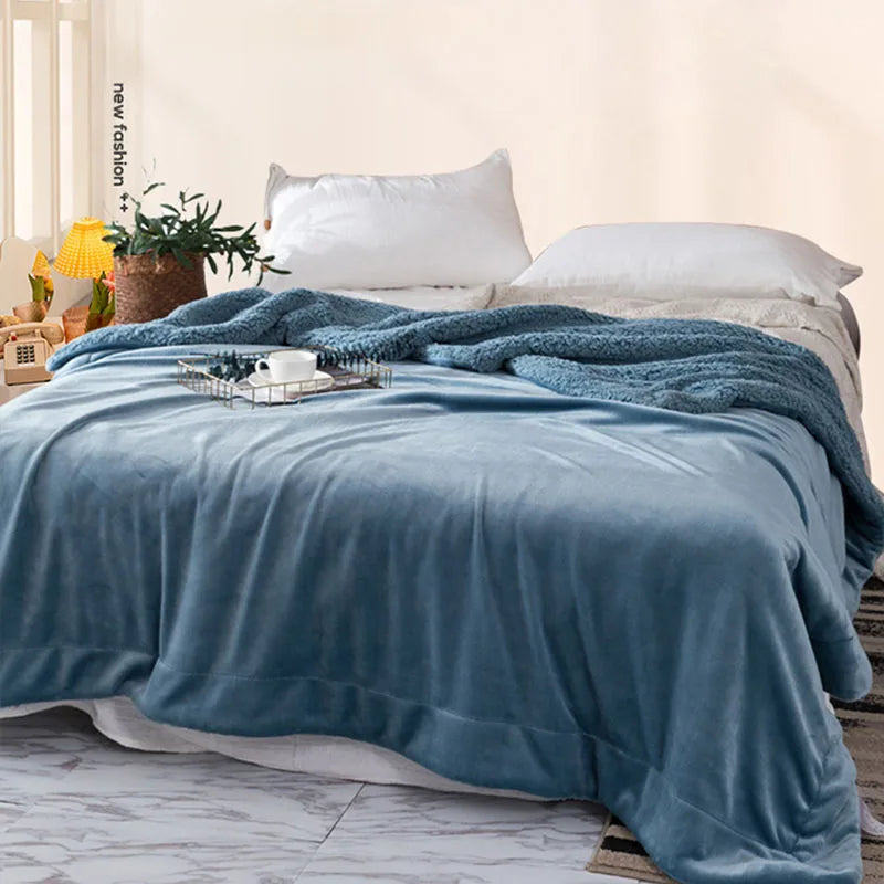 couverture polyester velours bleu marine hiver moderne portable hospitalière