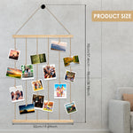 cadre photo suspension bois bohème pinces photos accroches decor mur decoratif rustic original