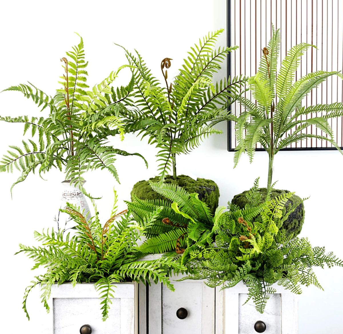 plantes artificielles fougère herbe perse accessoires muraux décoration moderne extérieur intérieur vert brun minimalistes