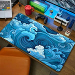 tapis souris bleu ondes marines moderne caoutchouc jeu 900x400 mm