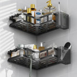 étagère salle bain angle double couche adhésive blanche noire moderne multifonctionnelle rangement muralement fixée