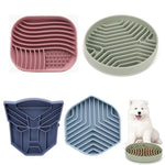 bol nourriture chien silicone vert bleu rose rayures horizontales grille perforation minimaliste
