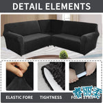 housse canapé d'angle velours noir moderne élastique lavable accueil places